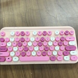 Pink and White Wireless Keyboard